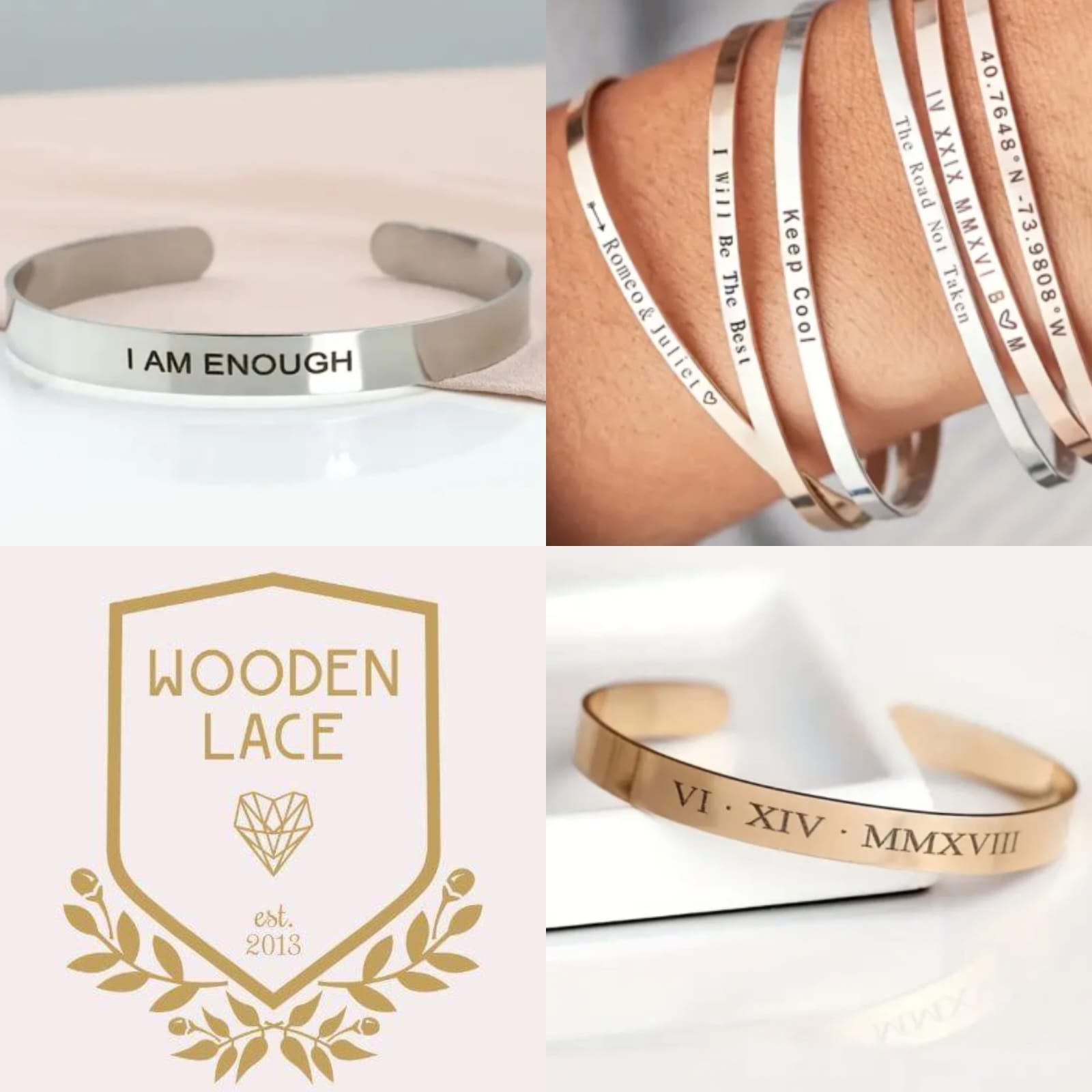 Bracelets with personilized engraving in gold silver and rosegold R550