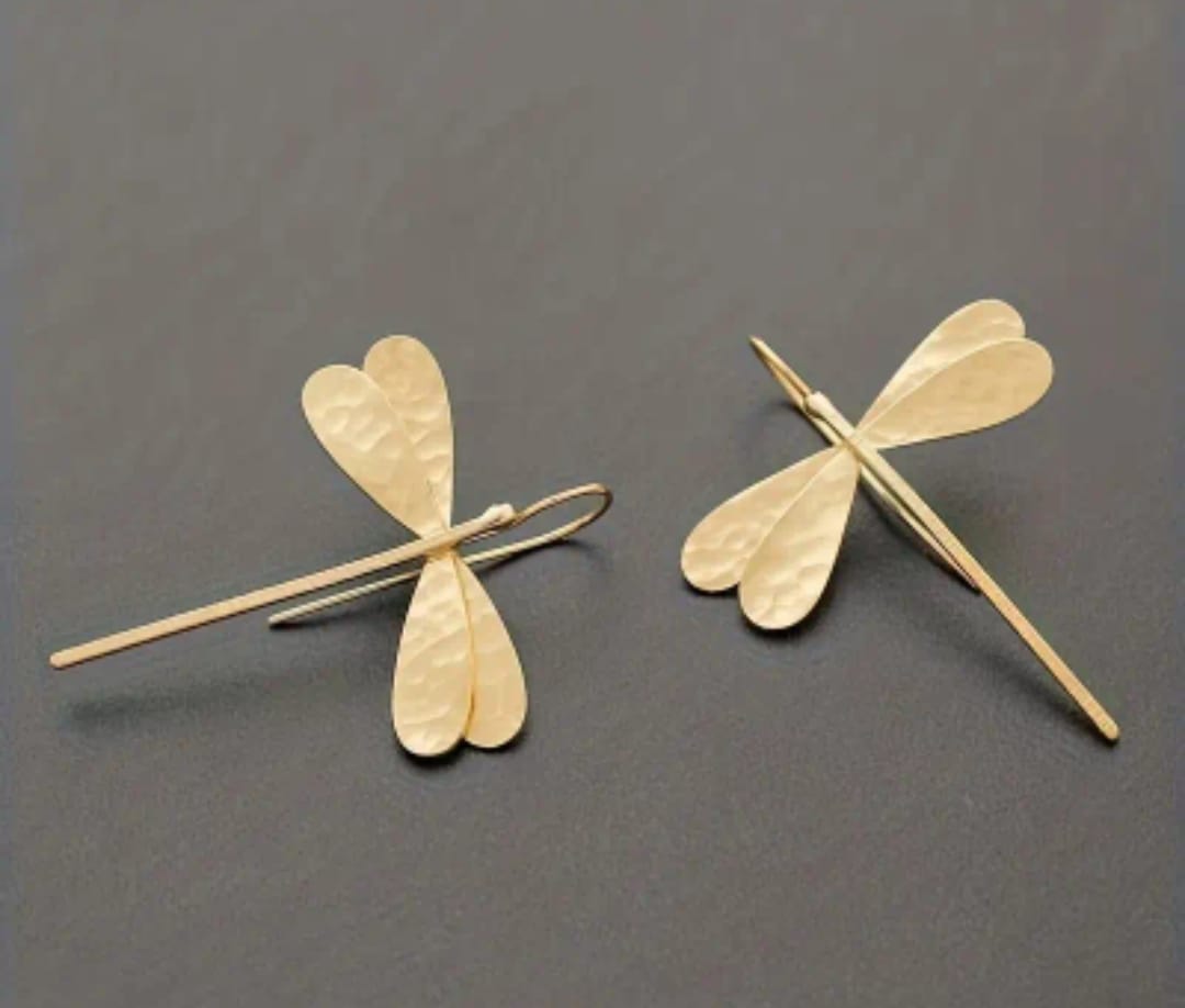 Dragonfly golden earrings hypoallergenic R550