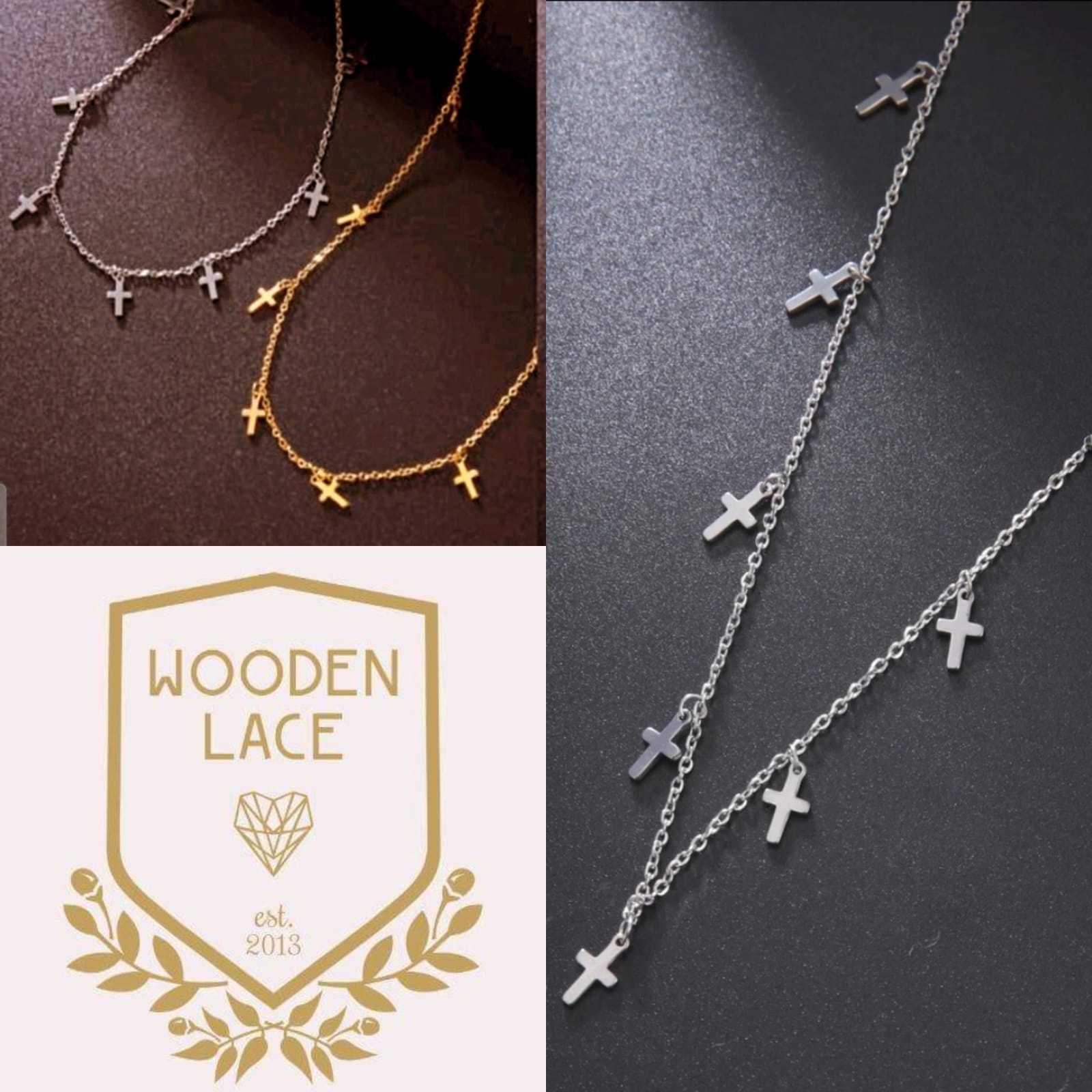 Multi crosses necklace in gold or silver R850