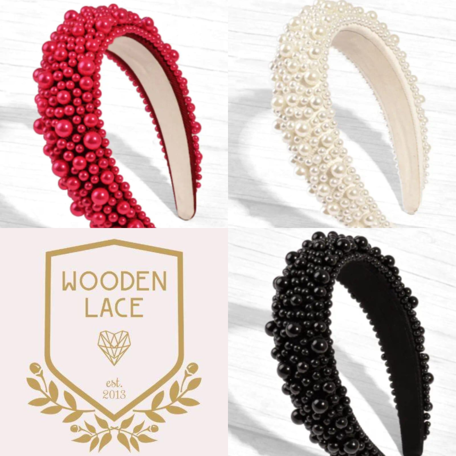 Pearl Alicebands in Red Black and Pearl white R350