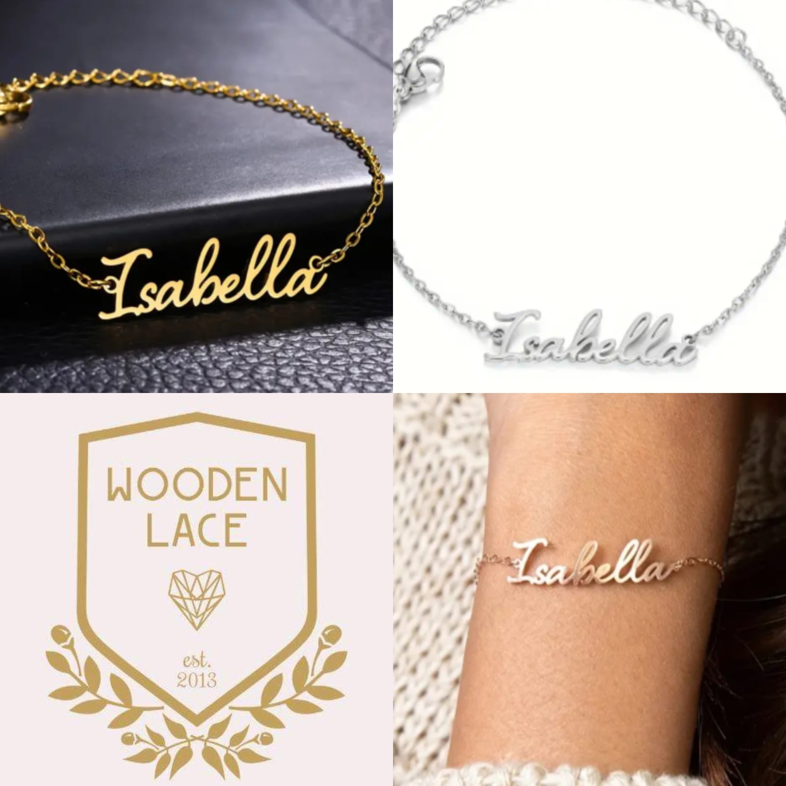 Personilized name bracelet in gold silver or rosegold R650