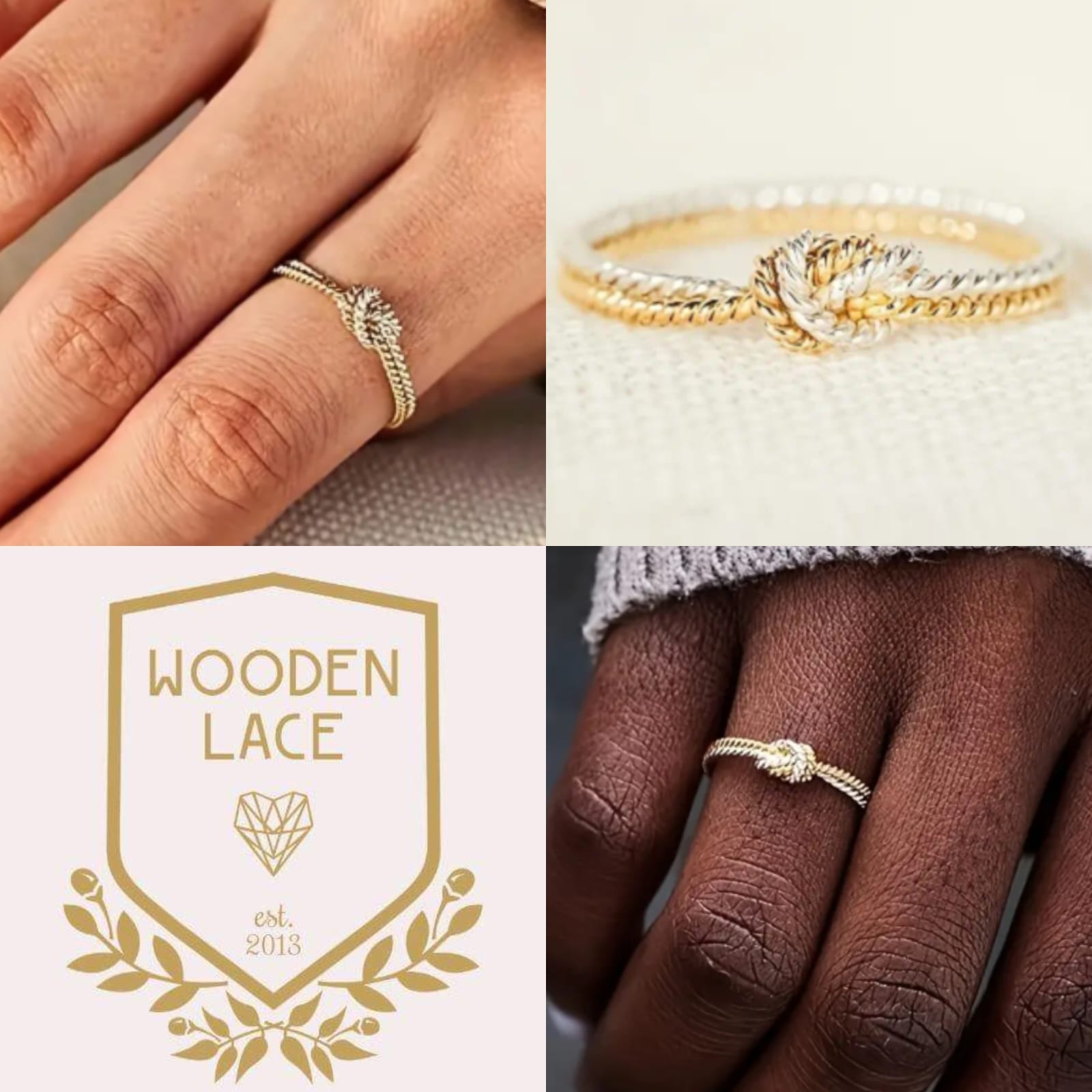 Tie the knot promise ring sterling silver 925 and 18k gold R950. Different sizes available.
