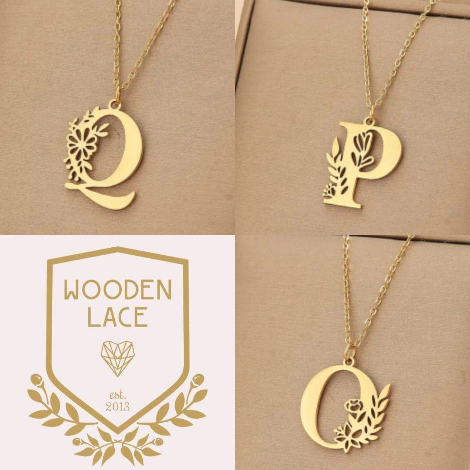 Initial necklace in gold R650 waterproof and tarnish proof